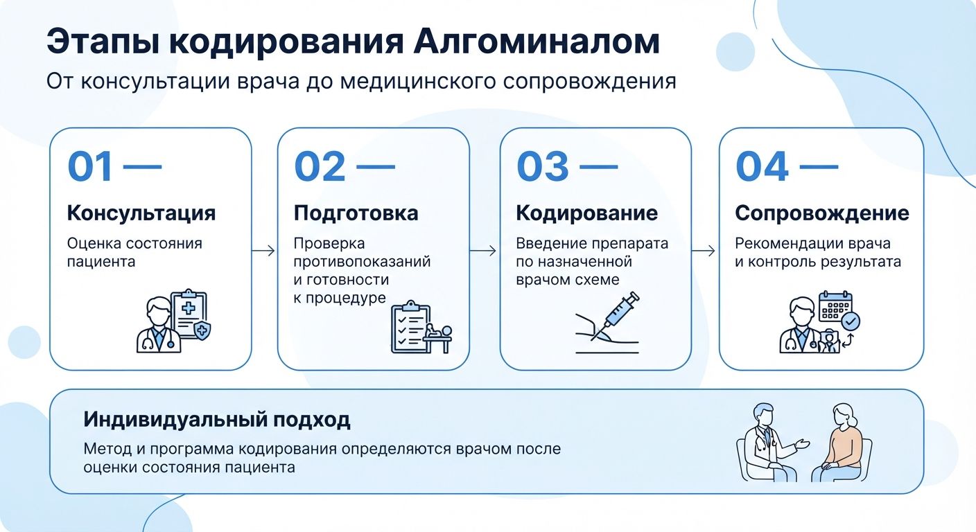 Кодирование препаратом «Алгоминал» в Гвардейске инфографика